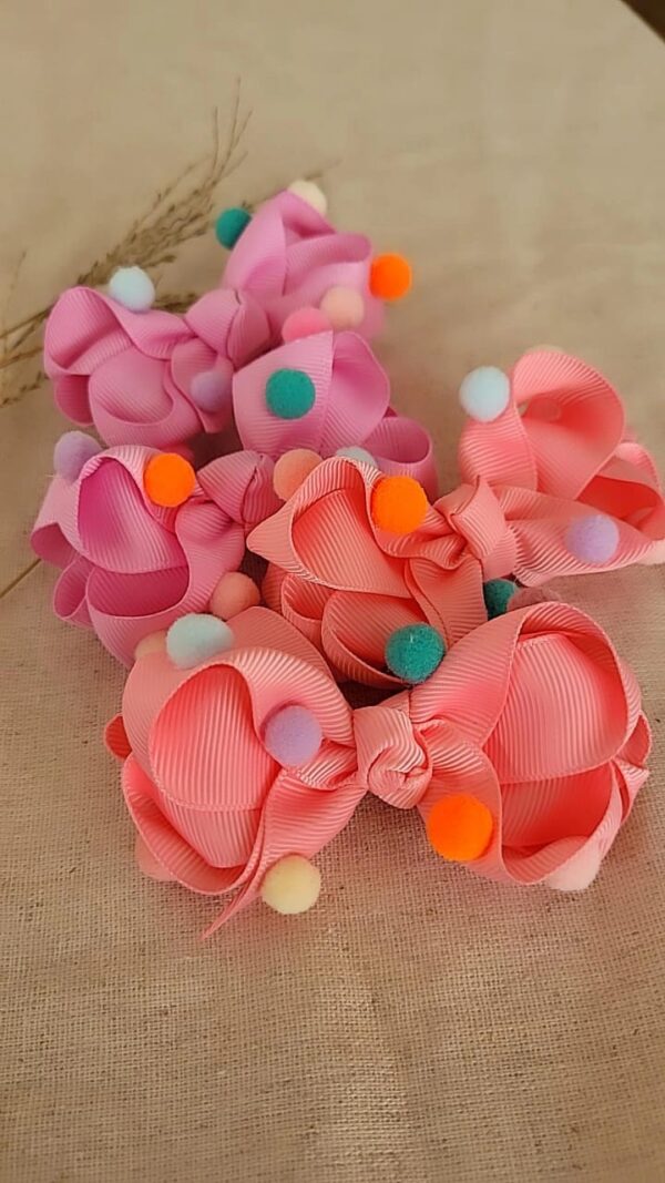 Par Bia duplo gorgurão tam pequeno com mini pompoms - Imagem 2
