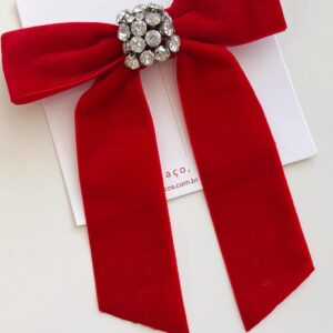 Laço Duda veludo com bordado de strass