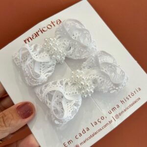 Par Gabi renascença tamanho pequeno com bordado de pérolas