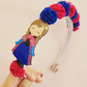 Tiara pompom aplique luxo