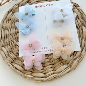 Par hairclip borboleta organza
