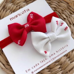 Faixa Liz linho puro bordado à mão HO,HO,HO